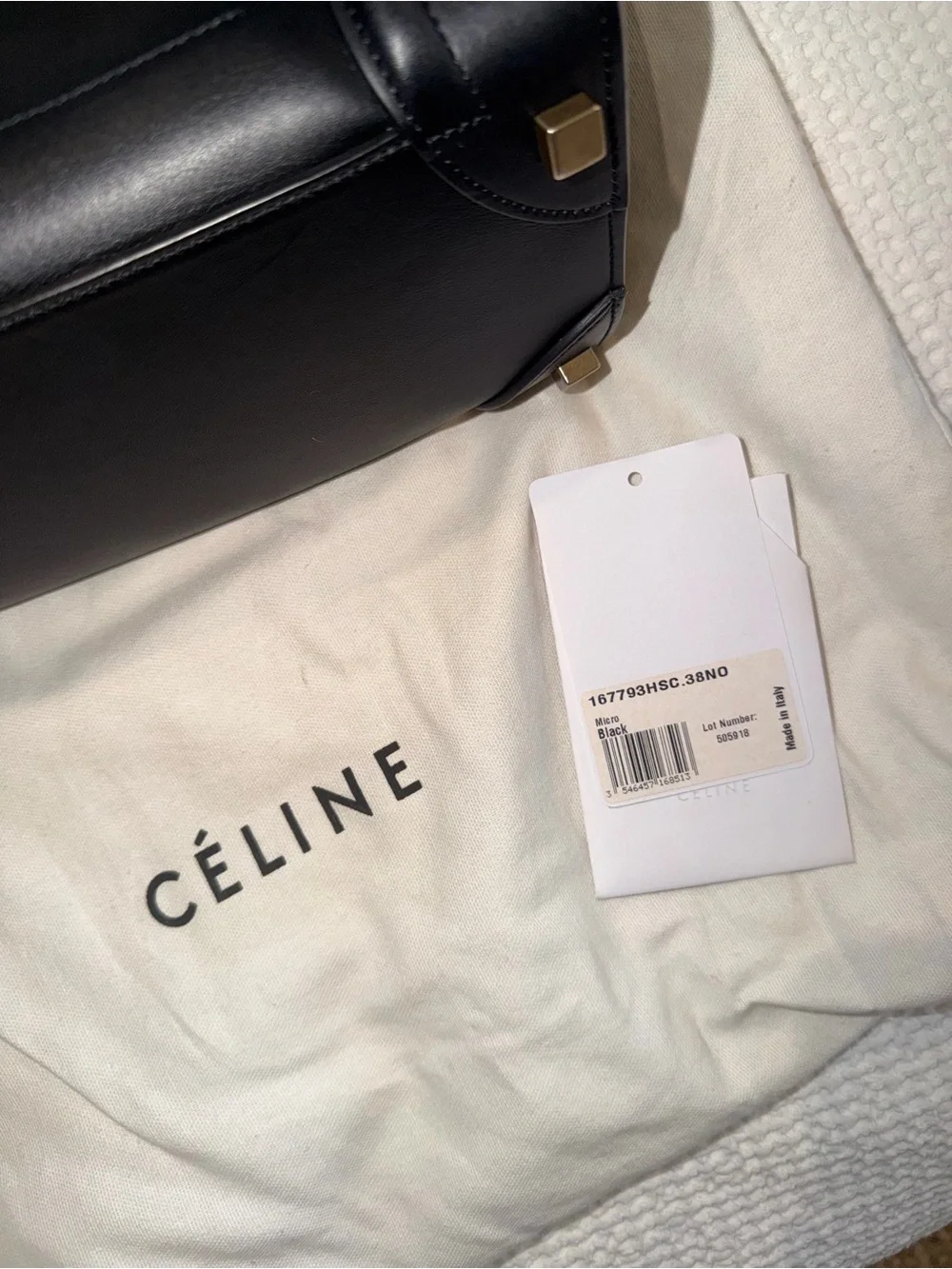 Authentic Céline Micro Luggage Tote in Classic Black Smooth Calfskin Leather